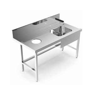 MESA PRELAVADO CON CUBA A LA DERECHA  Y AGUJERO PARA BASURA A LA IZQUIERDA, LCA 1800x780x850 mm