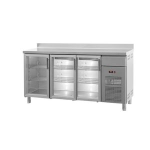 MESA REFRIGERADA DE BAR CON 3 PUERTAS DE VIDRIO 337 L